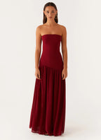 Eden strapless maxi in maroon