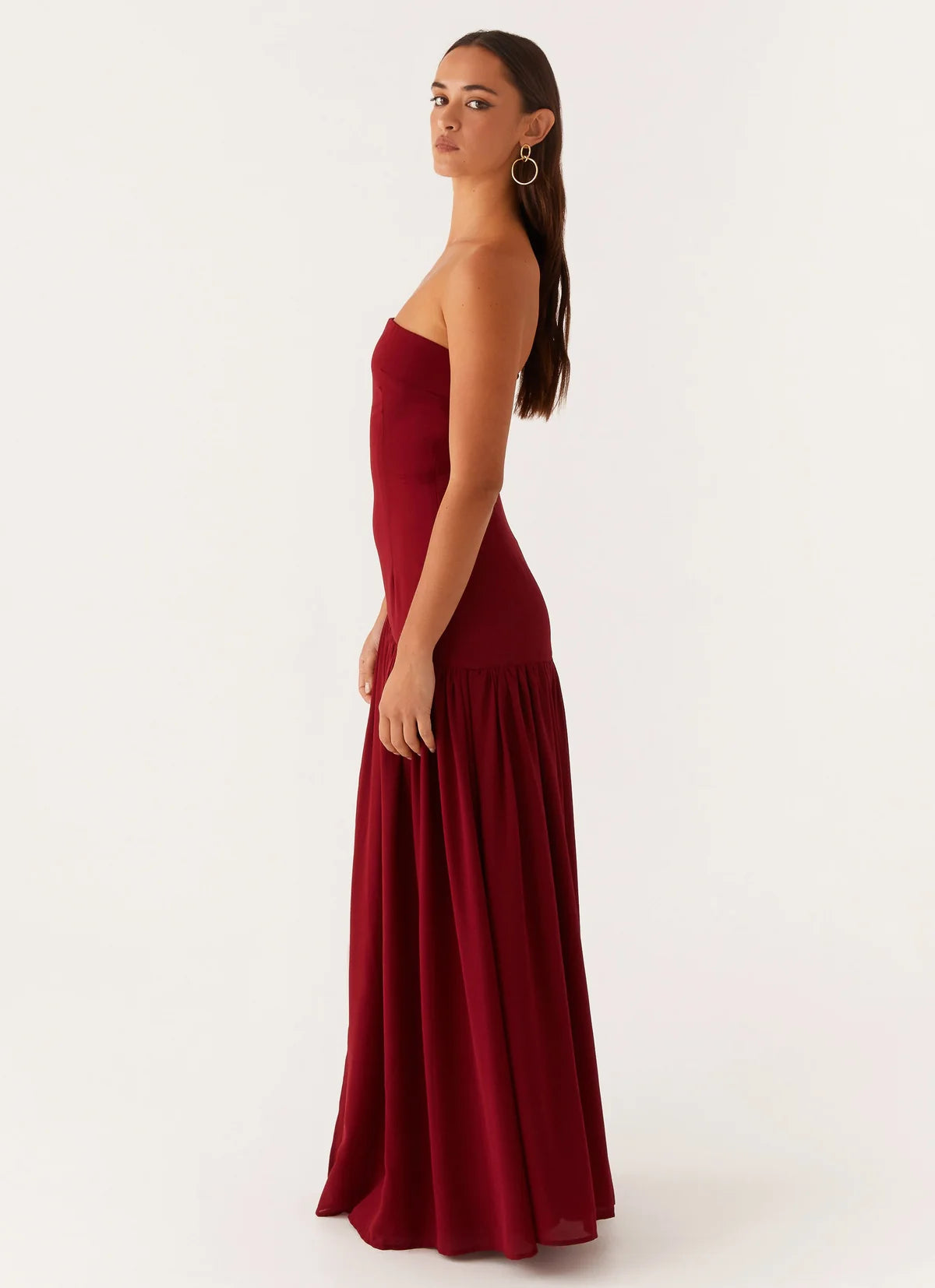 Eden strapless maxi in maroon