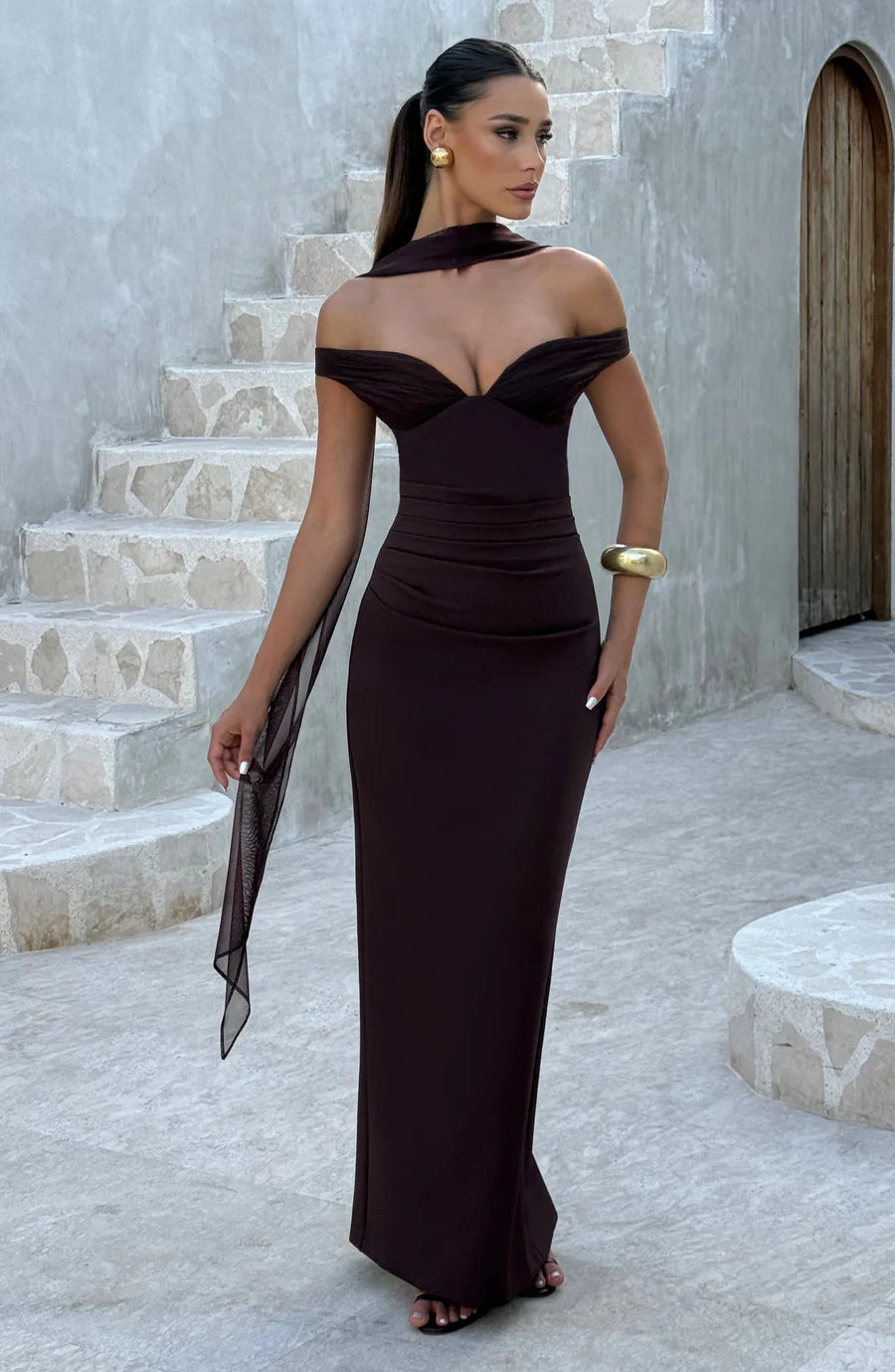 Abigail maxi in plum brown