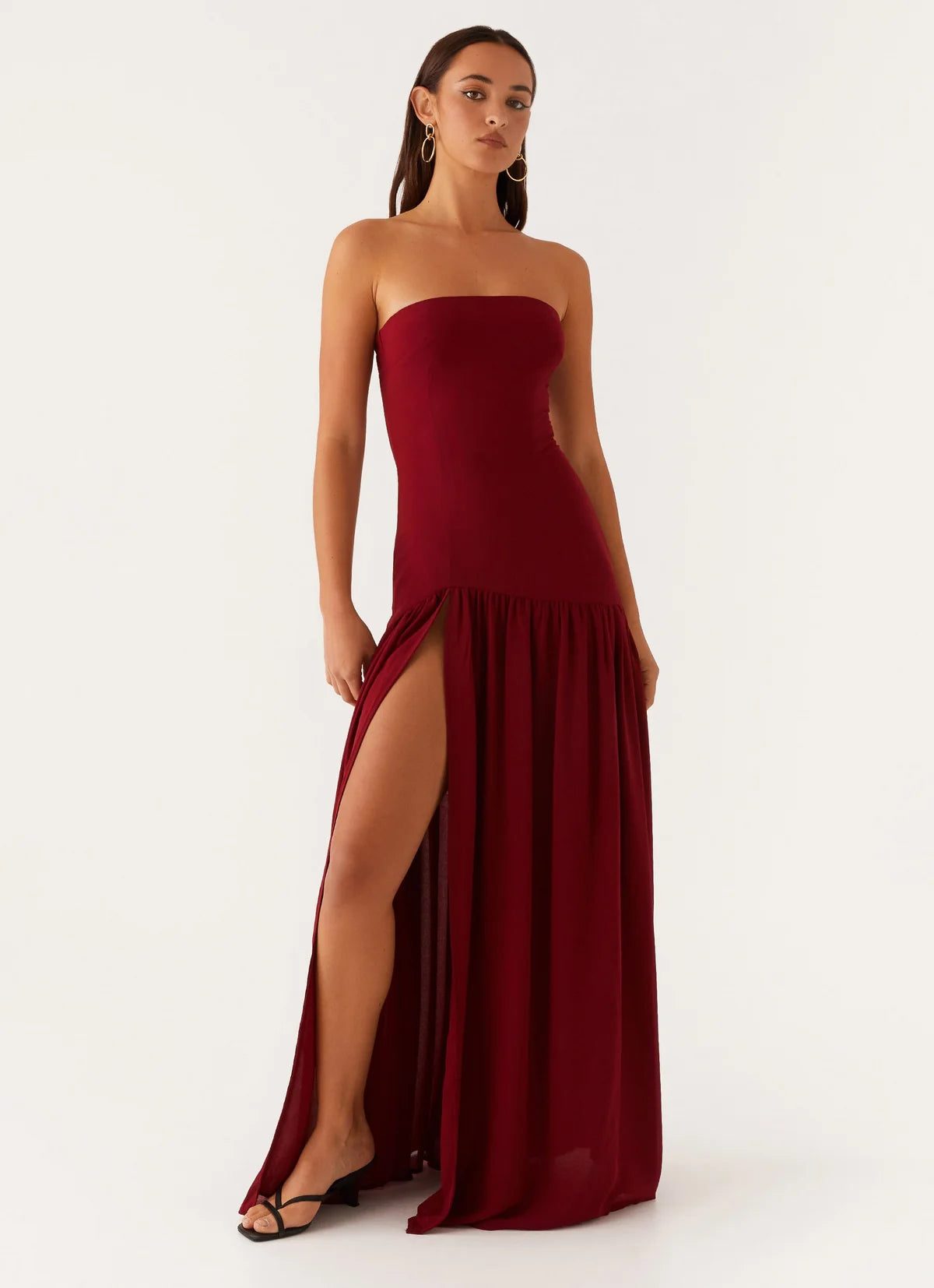 Eden strapless maxi in maroon